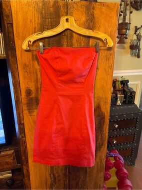 Strapless Red Sheath Dress